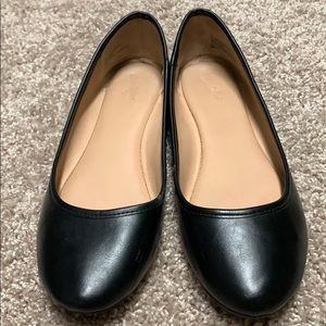 Black leather like flats